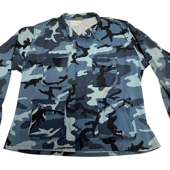 Sky Blue Camo Fatigue Jacket Size XXL - Picture 2 of 8